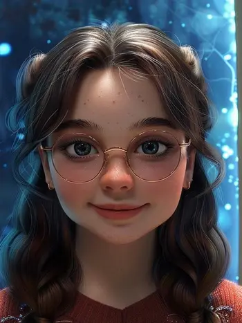 La misma visitante convertida en personaje de dibujos animados