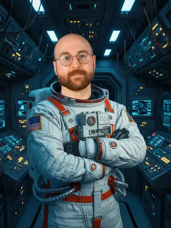 Ejemplo del estilo Astronauta del fotomatón con inteligencia artificial