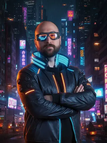 Ejemplo del estilo Cyberpunk del fotomatón con inteligencia artificial
