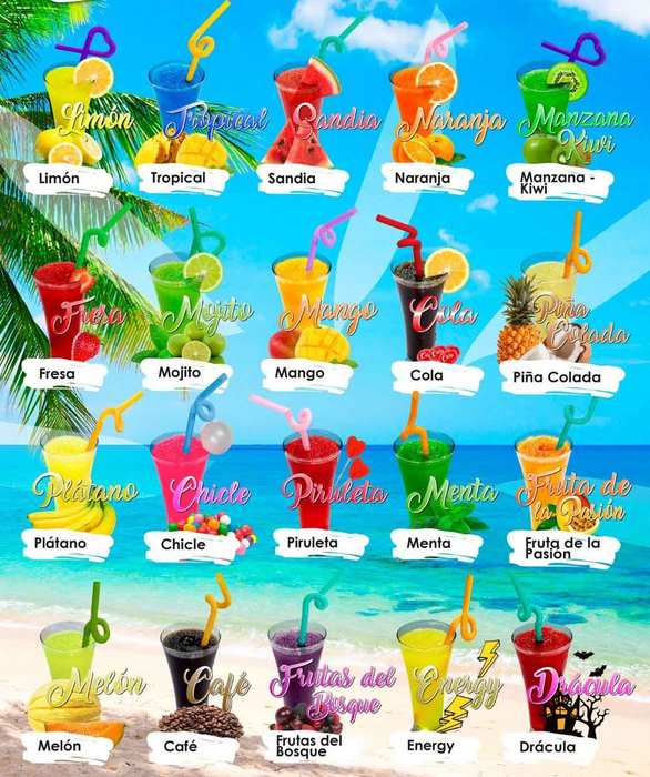 Menú de granizados para Eventos