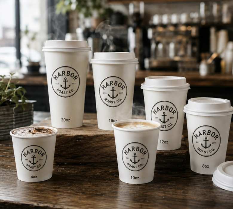 Vasos de café personalizados en varios tamaños