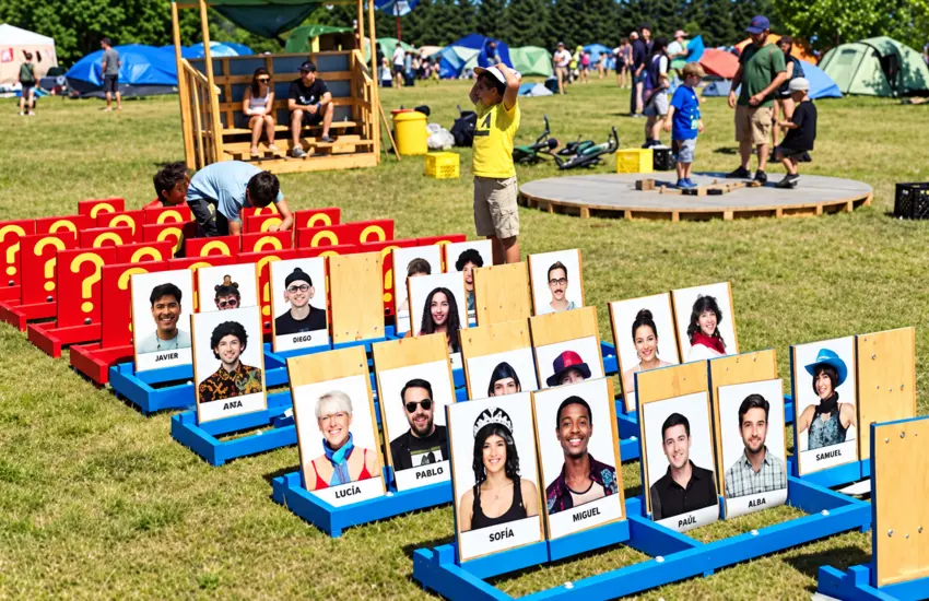 Festival de verano con juego gigante de retratos