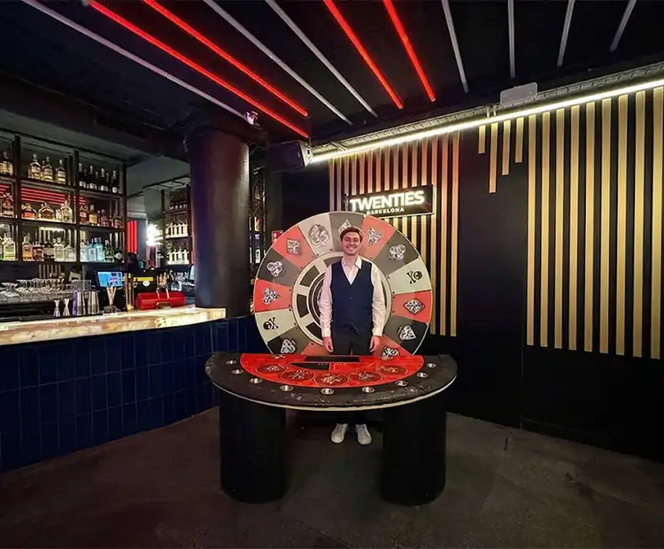 Taula de casino instal·lada en un sopar de Nadal d'empresa