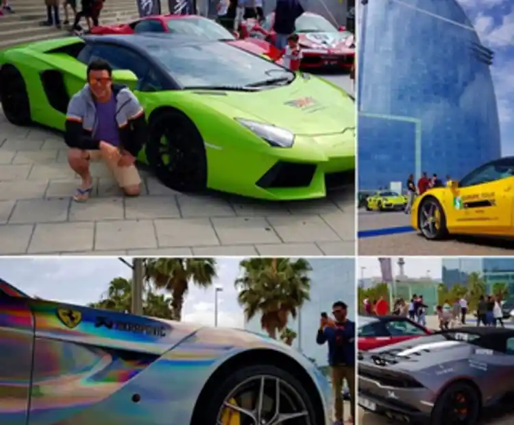 Exposición de coches de lujo en el Hotel W Barcelona