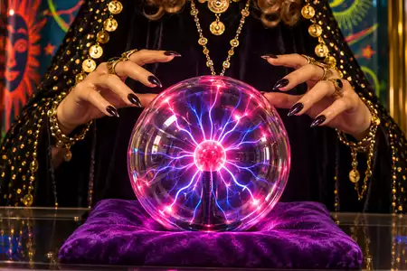 manos sobre la bola de cristal bruja adivina zoltar
