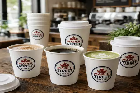 Vasos de café personalizados con el logo de una cafetería