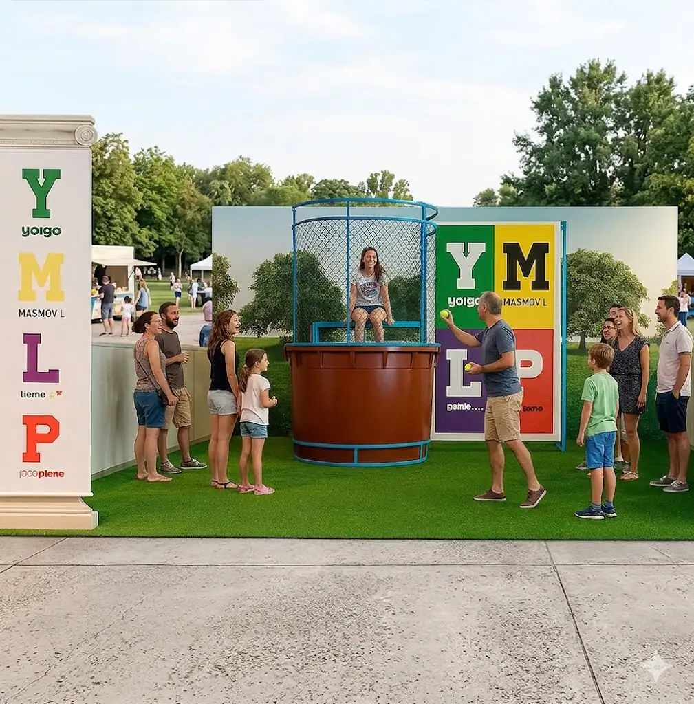 Manager dropping into the water tank at a charity event