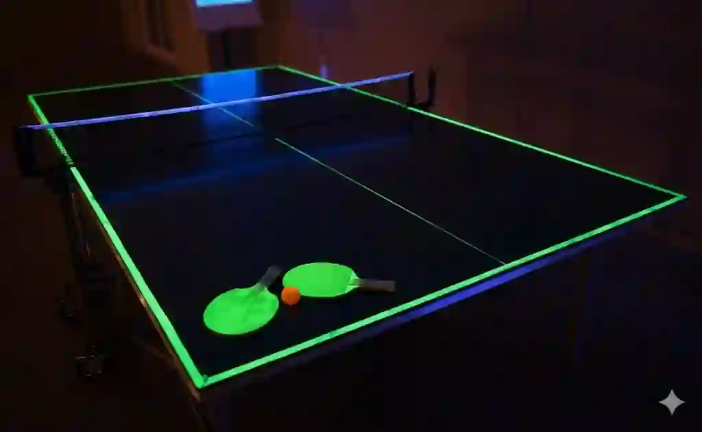 Colleagues playing ping pong at a company summer party