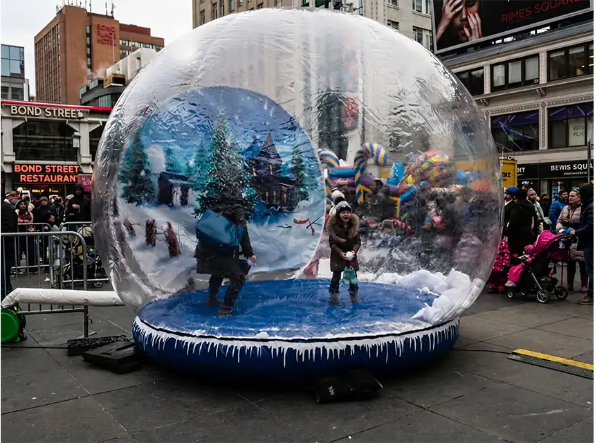 Photocall bola de neu gegant en un sopar de Nadal d'empresa