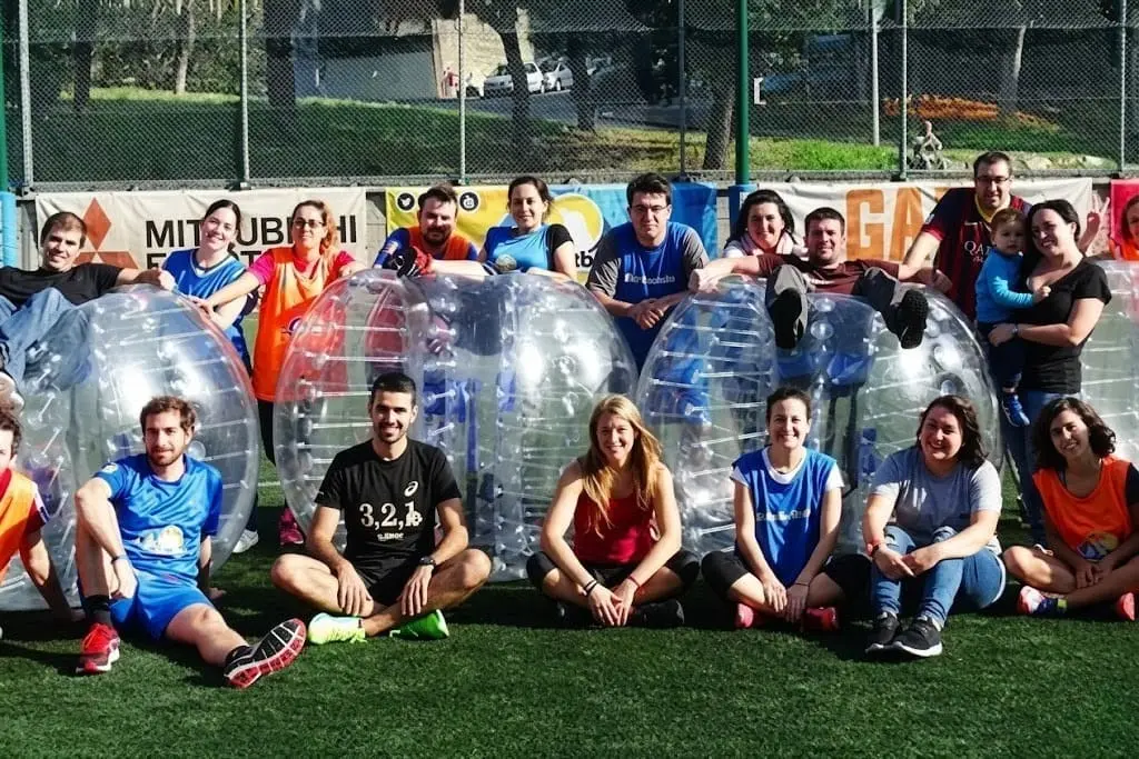 Bubble football game at a town festival