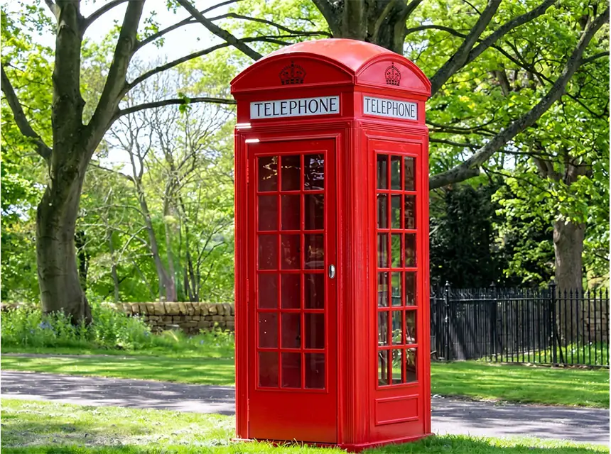 Cabina telefònica de Londres com a audio guestbook en un casament