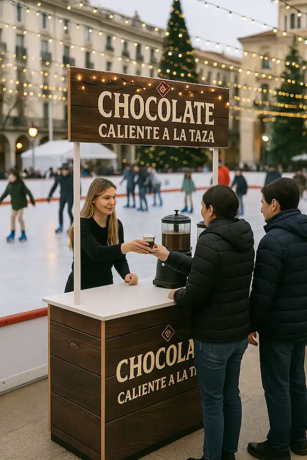Carrito de Chocolate Caliente en un evento real