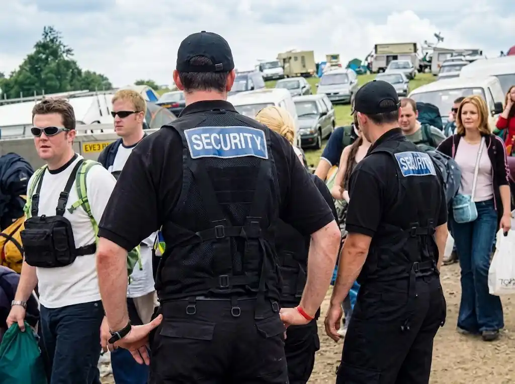 Access control staff checking badges at a conference