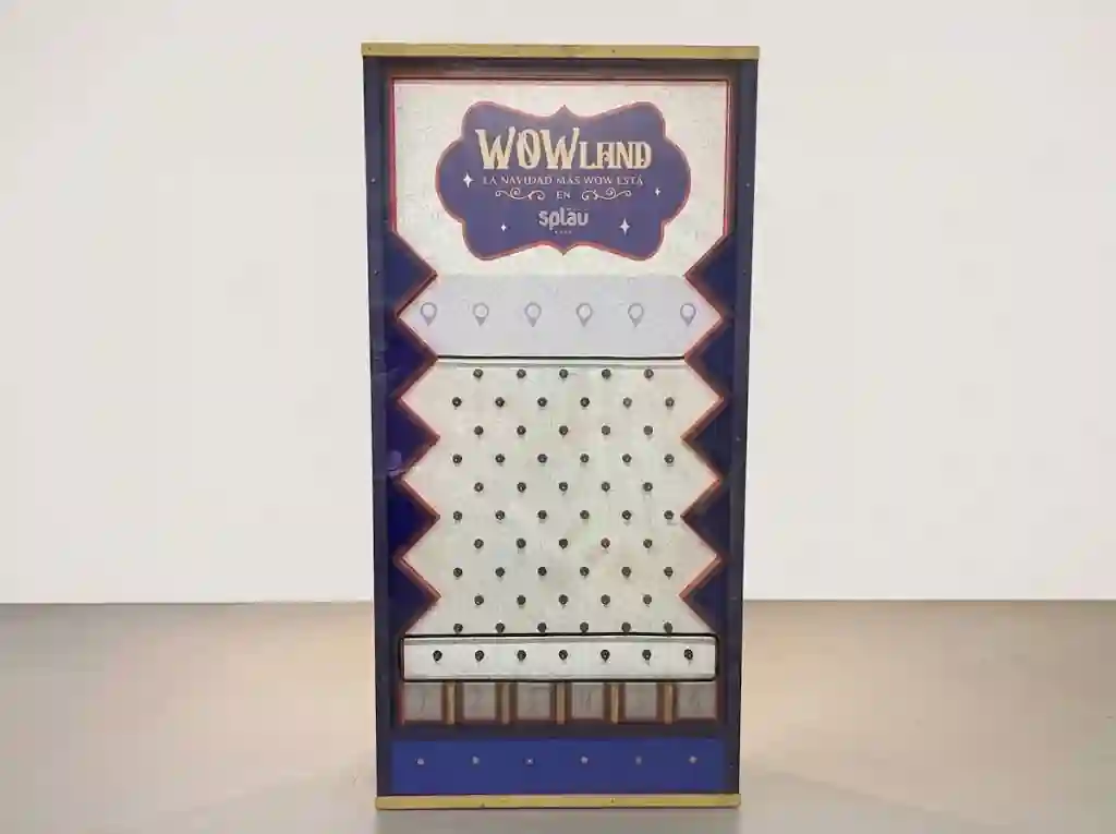 Branded giant Plinko at a company dinner