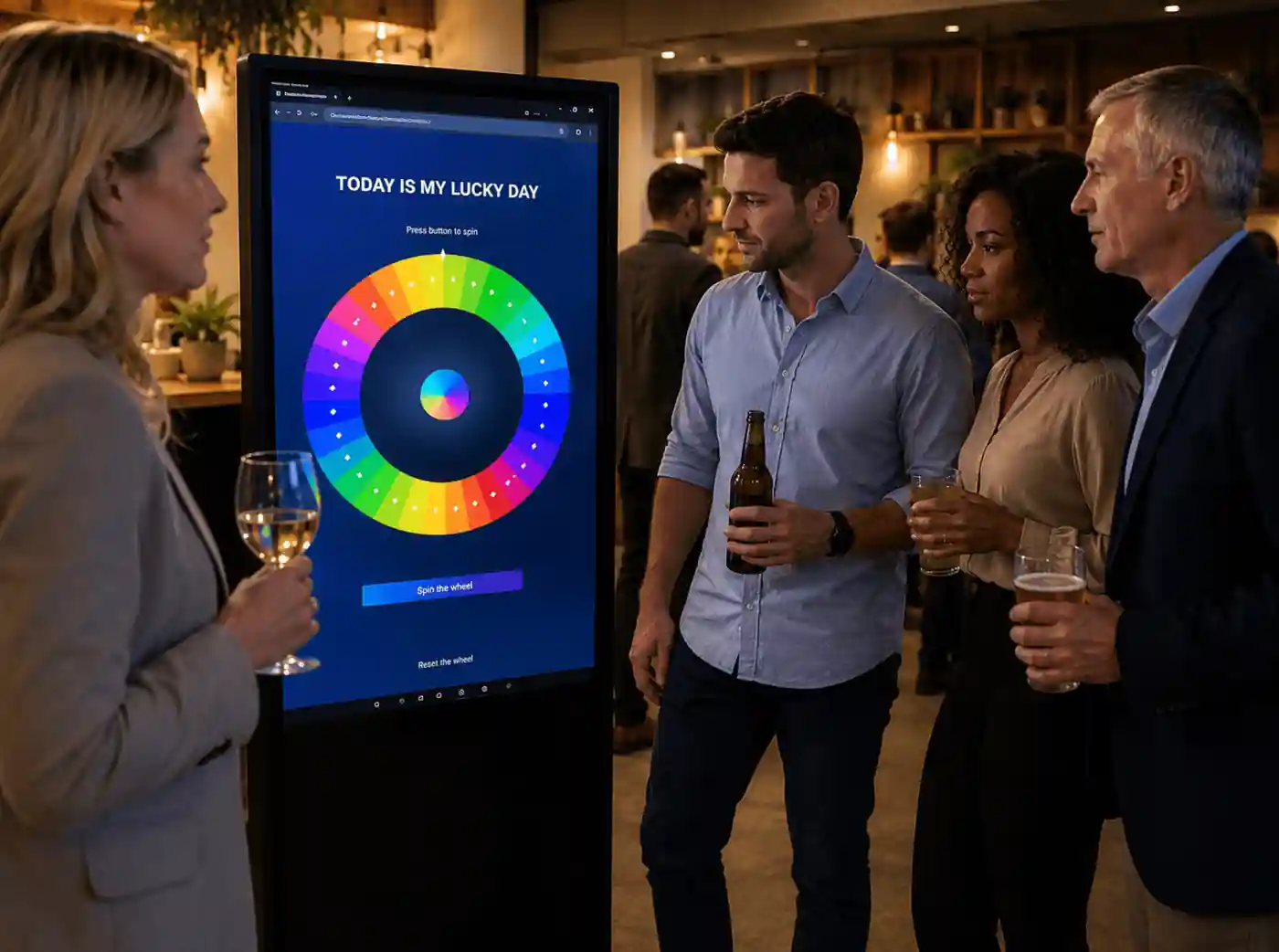 Tòtem interactiu amb ruleta en un llançament de producte