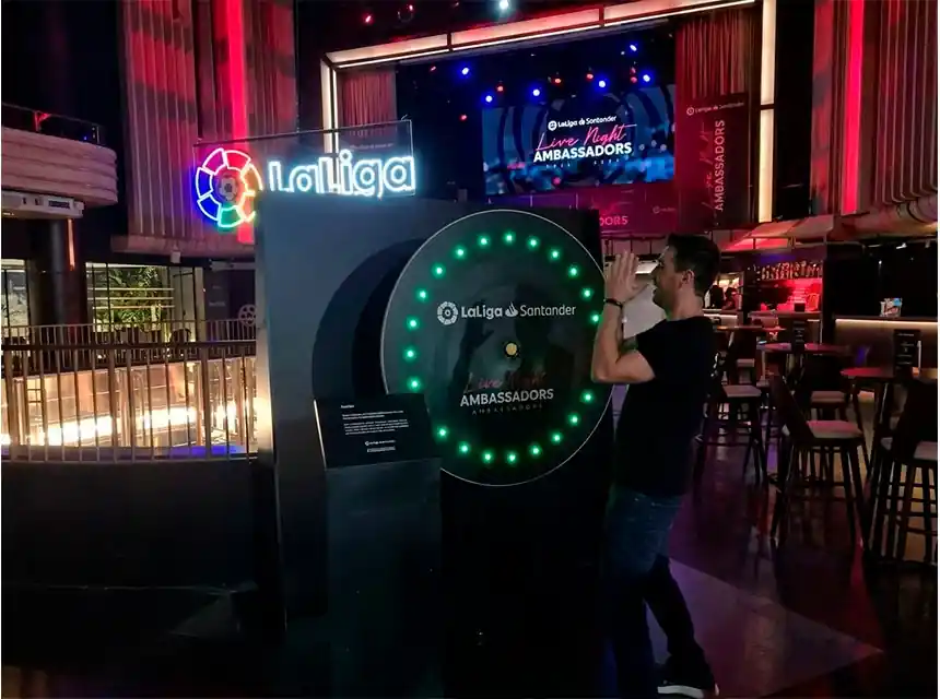 Light-up push-button wheel at a wedding