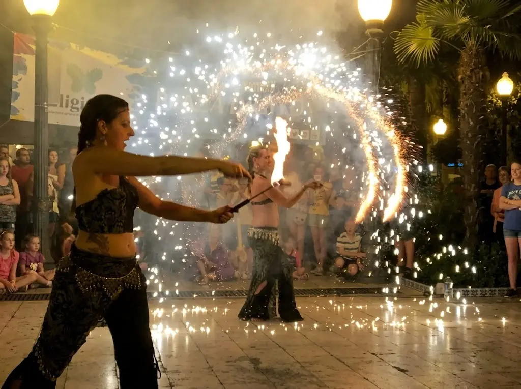 Fire dancers at a town council festival