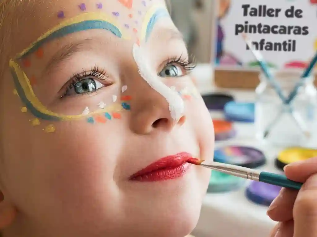 Girl with a painted face at a town festival