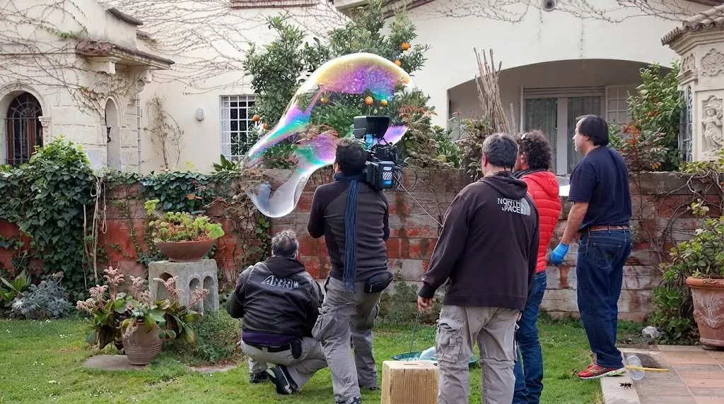 Soap bubble cloud at a town festival