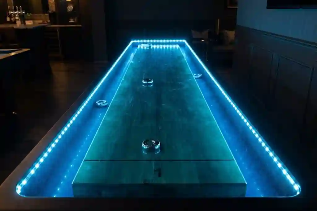 Air hockey LED en una festa temàtica neó