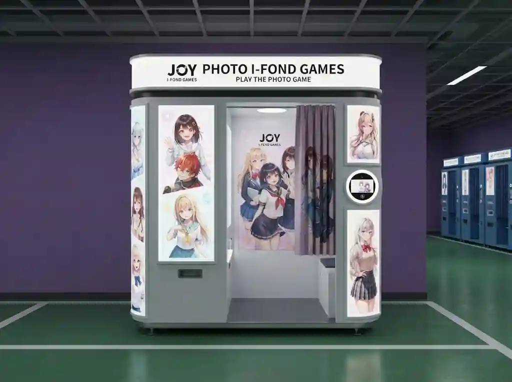 Cabina fotomaton estil anime en una convenció de manga