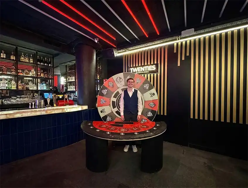 Taula de casino instal·lada en un sopar de Nadal d'empresa