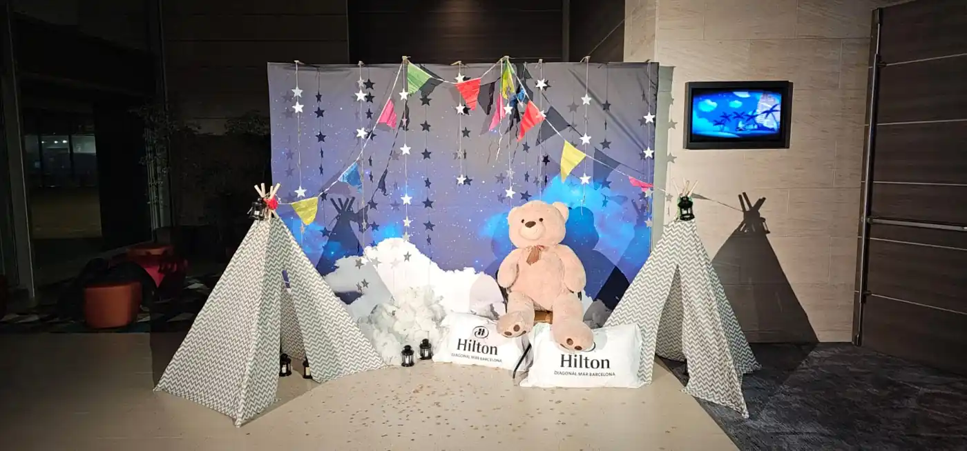 Custom photocall with logo at a company event in Barcelona