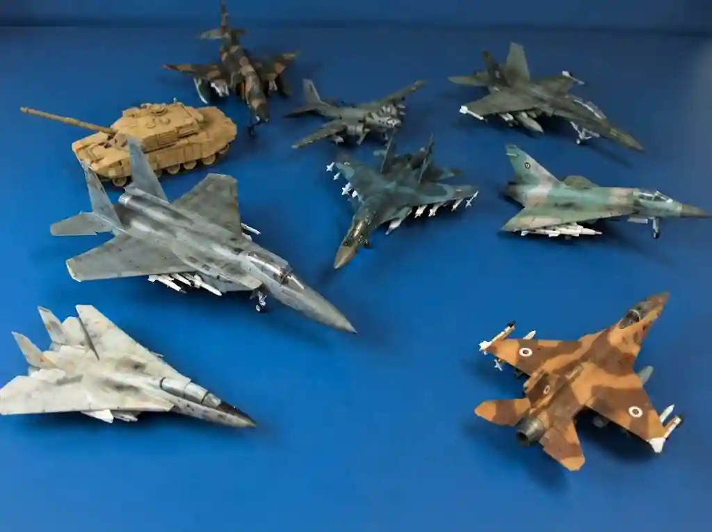 Kids' model-making workshop at an aviation fair