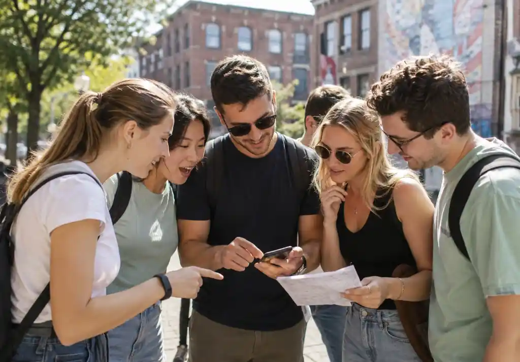 Company team on an urban treasure hunt in Barcelona