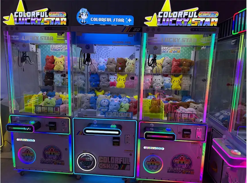 Claw machine with LED lights at a wedding