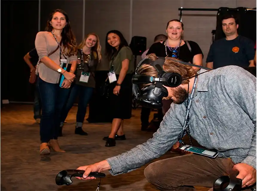 MotoGP simulator at a company party
