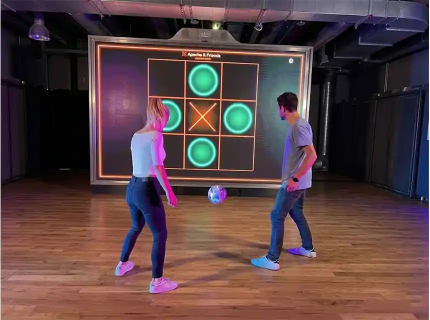 Projected football game in a fan zone on match day