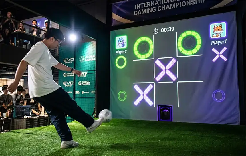 Football Tic Tac Toe at a corporate party in Barcelona