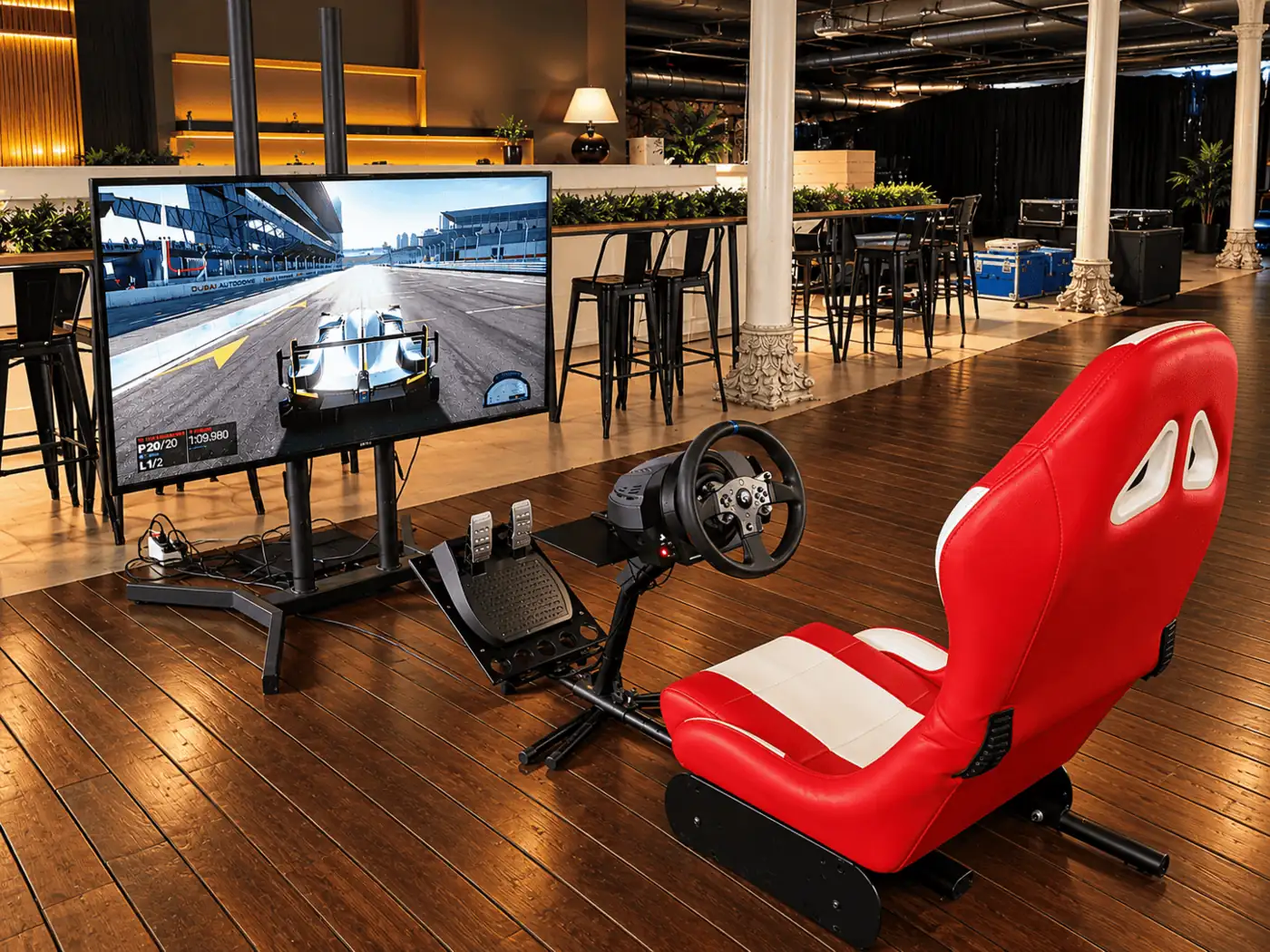 Driving simulator at a company party