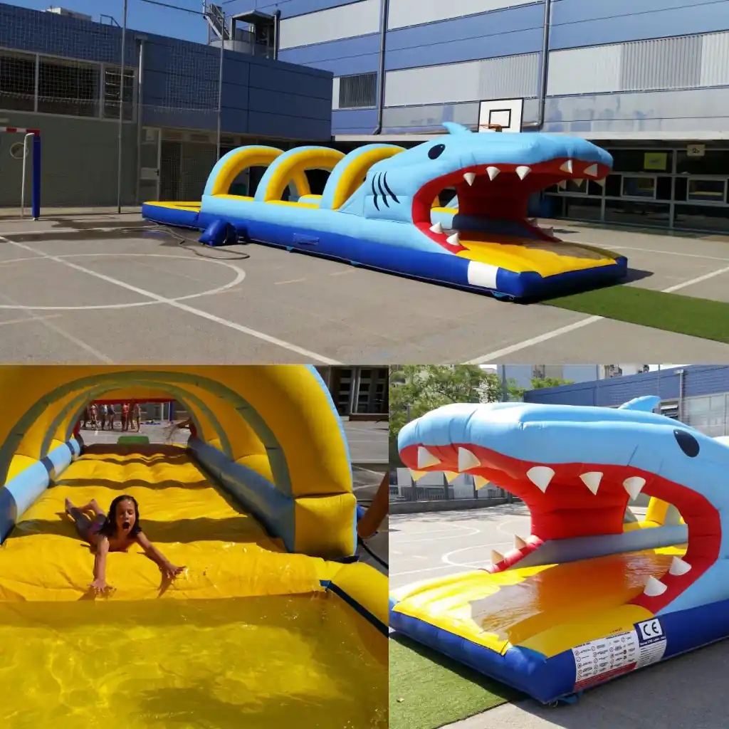 Inflable Aquàtic Lliscador Tauró en un esdeveniment real