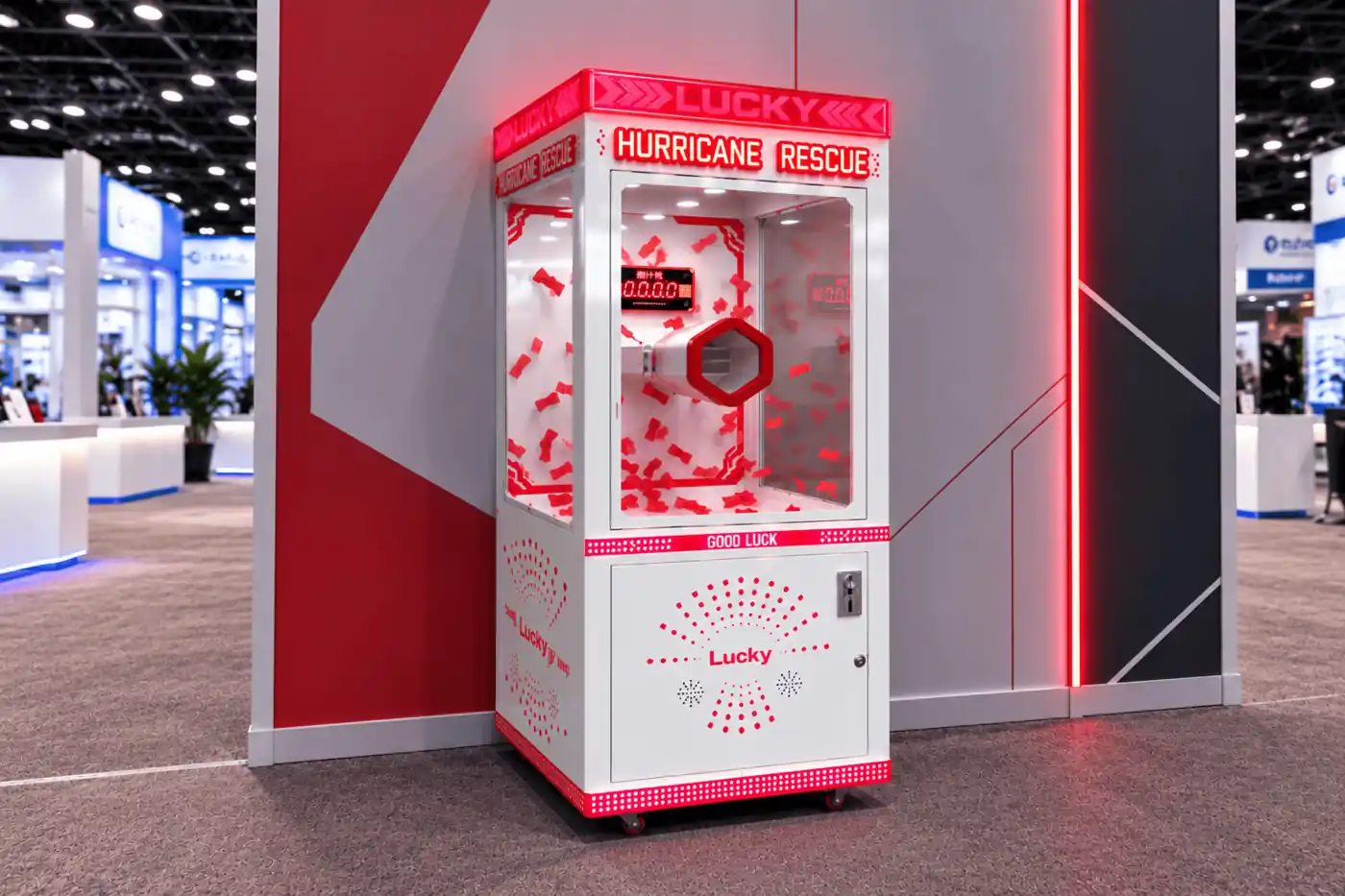 Branded cash cube at a shop opening in Barcelona