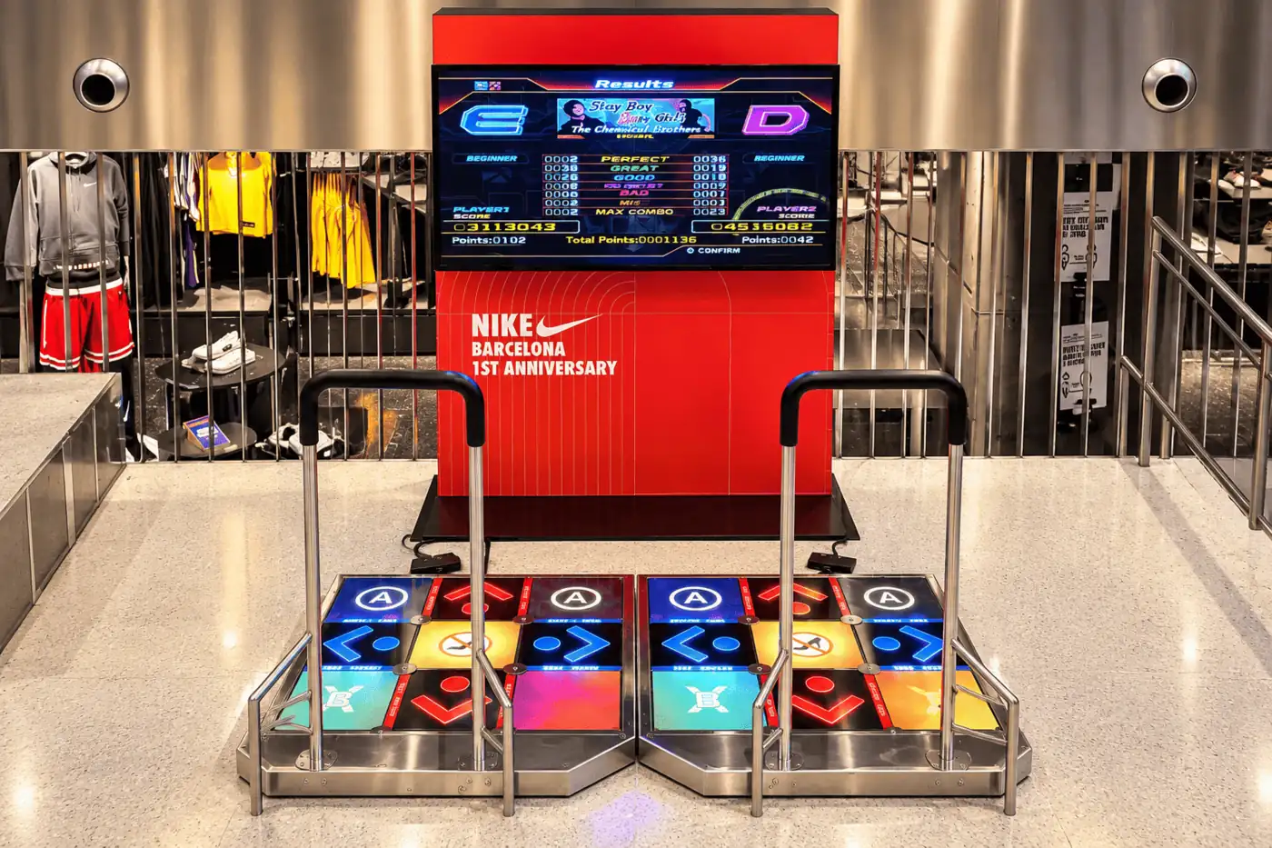 Dance arcade machine at a company Christmas dinner