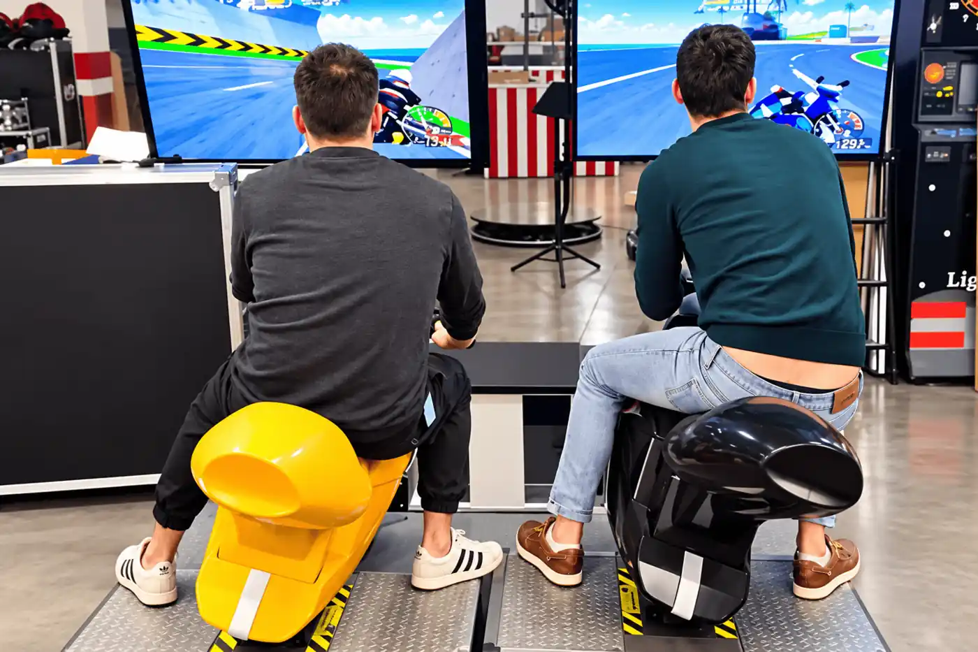 Simulador de MotoGP en un estand de fira del motor a Barcelona