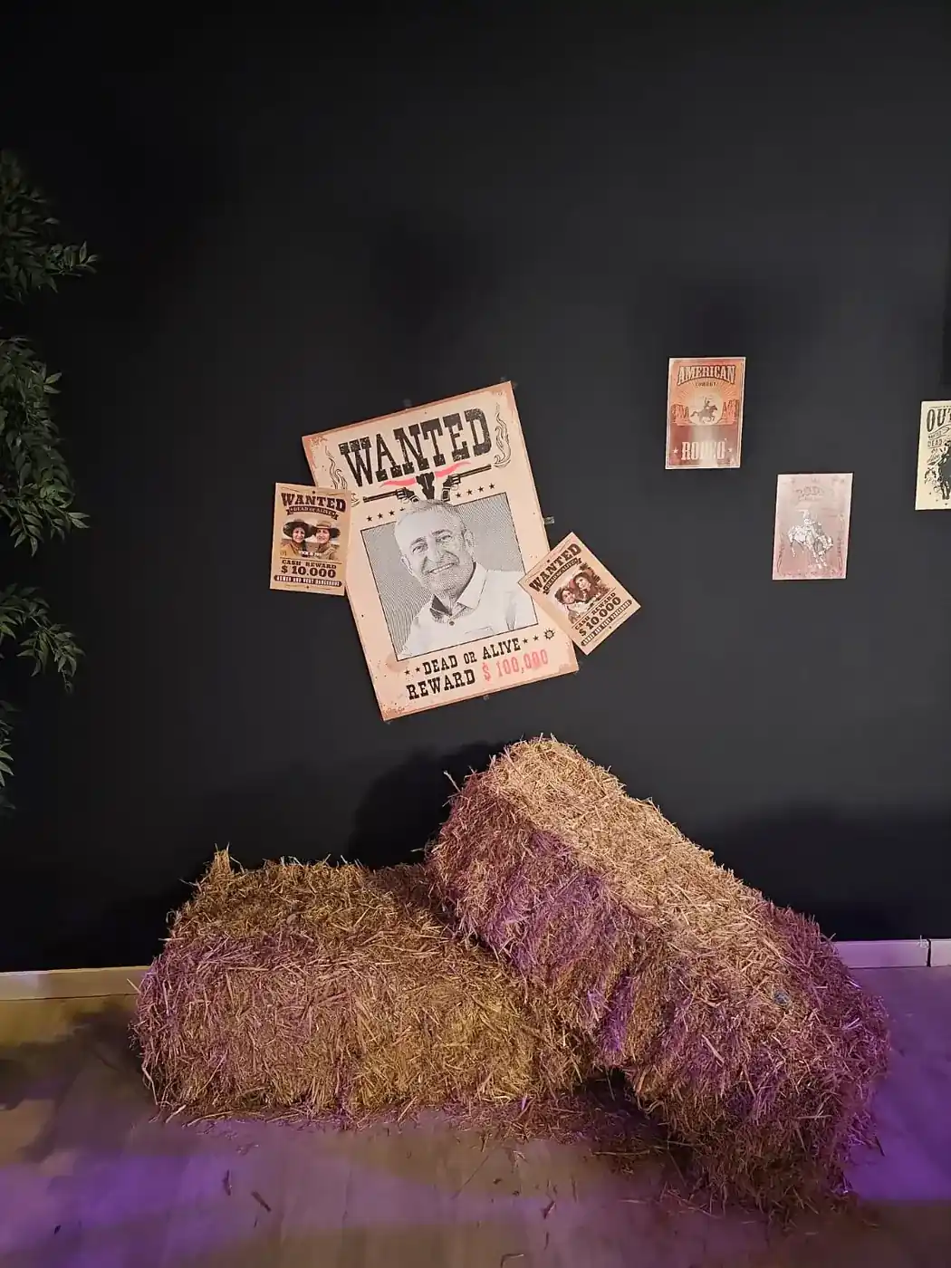 Toro mecànic en una festa temàtica del Far West