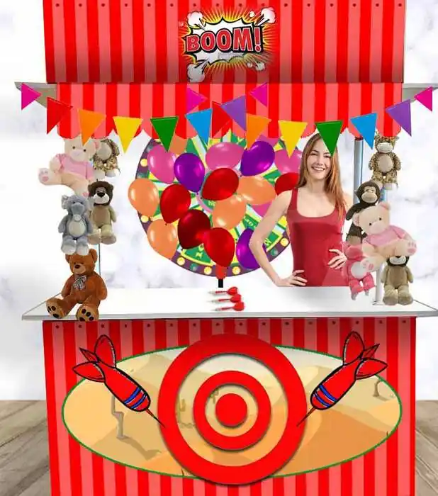 Mini funfair with soft toys at a company Christmas party