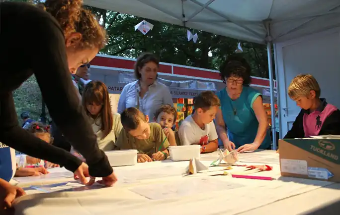 Kids’ origami workshop at a corporate family day