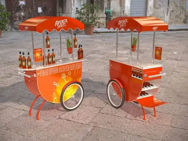Mobile cocktail bar at a wedding drinks reception