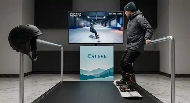 Snowboard simulator at a tourism fair in Barcelona