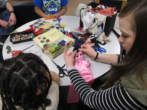 Puppet-making workshop for children at a shopping centre