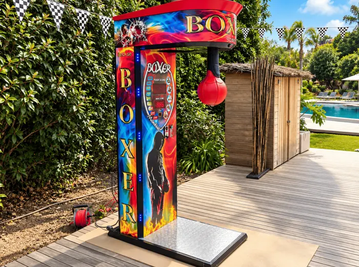 Máquina de boxeo junto a la piscina