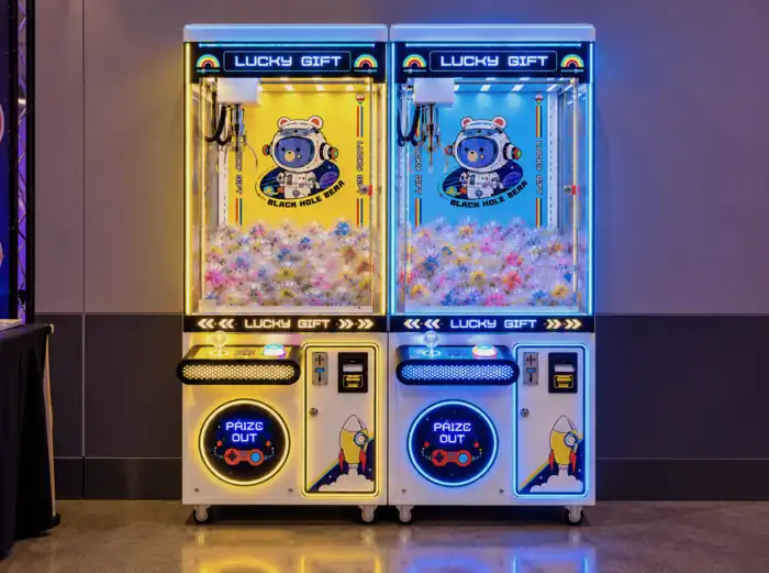 Máquinas Lucky Gift en neón retro